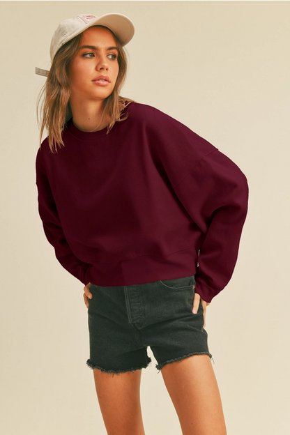 The Elevated Semi Crop Fleece- Burgundy (Case Pack: 1S,2M,2L,1XL)