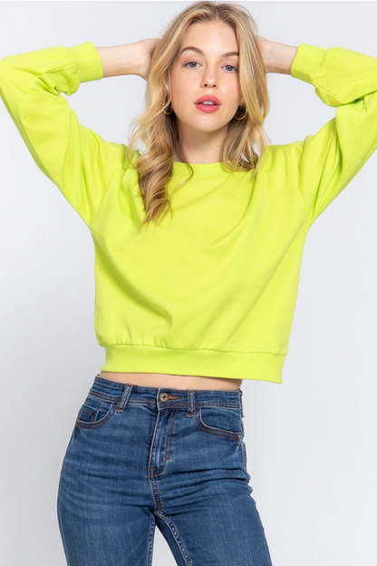 The Slim Fit Long Sleeve Semi Crop Sweatshirt- Lime (Case Pack: 2S,2M,2L)