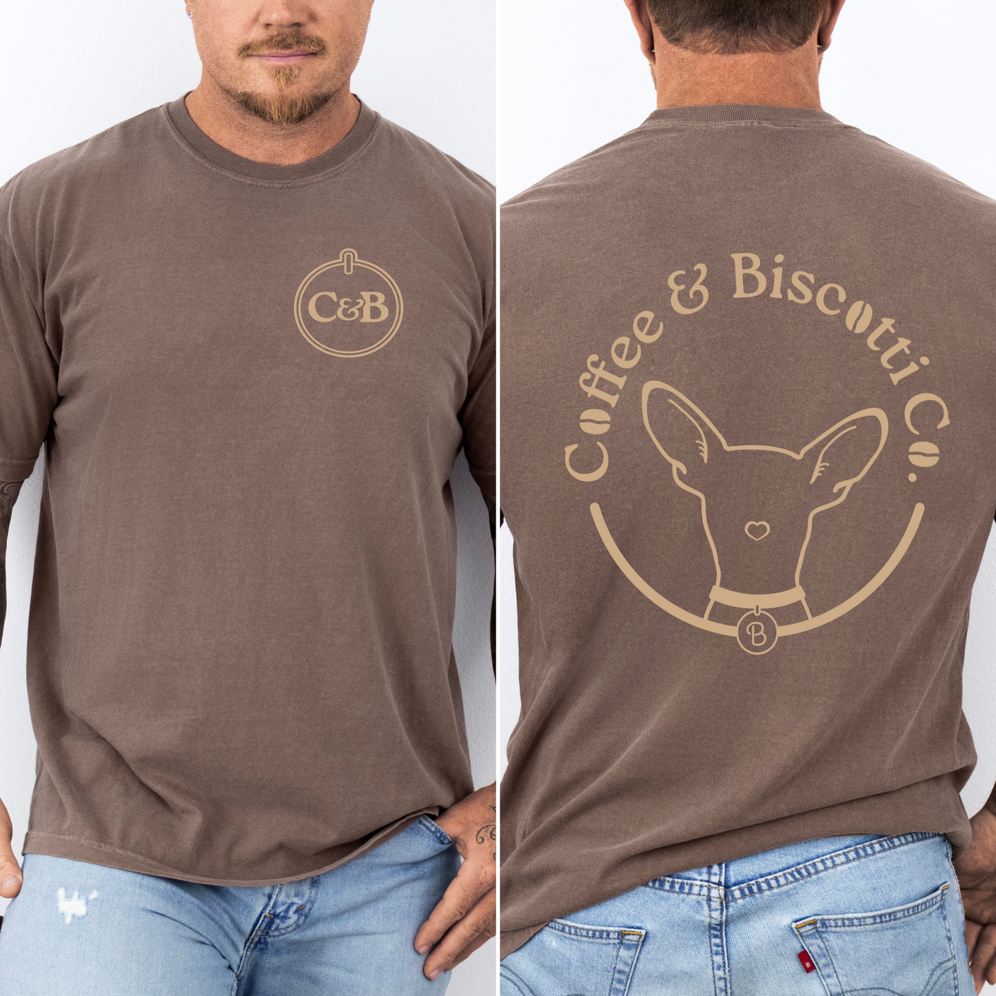 Coffee & Biscotti Co Tee – Black or Brown