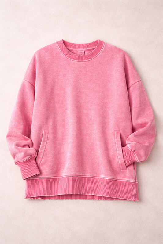 The High Low Hem Pullover- Fuschia (Case Pack: 2S,2M,2L)