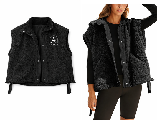 Awaken Beauty Co. Embroidered Sherpa Vest