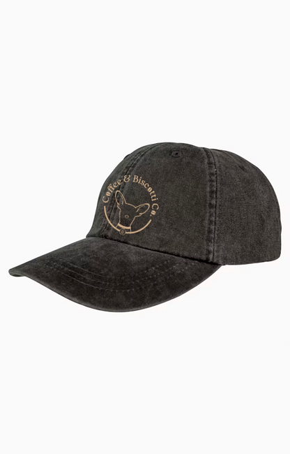 Coffee & Biscotti Co Distressed Embroidered Hat (brown and black)