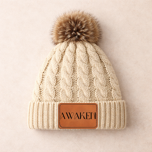 Awaken Beauty Co. Engraved Patch Beanie