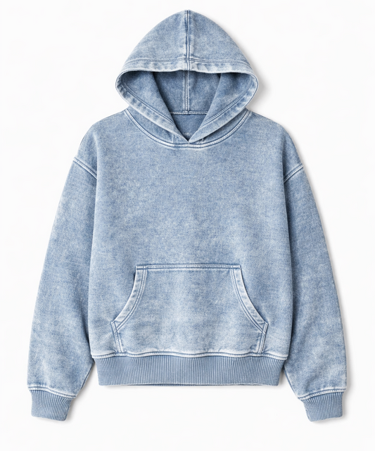 The Acid Wash Fleece Hoodie- Dusty Blue (Case Pack 2S,2M, 2L)
