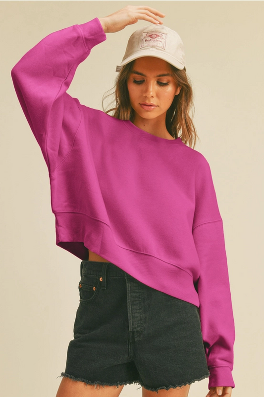 The Elevated Semi Crop Fleece- Fuschia (Case Pack: 1S,2M,2L,1XL)
