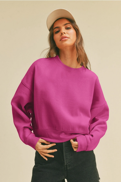 The Elevated Semi Crop Fleece- Fuschia (Case Pack: 1S,2M,2L,1XL)